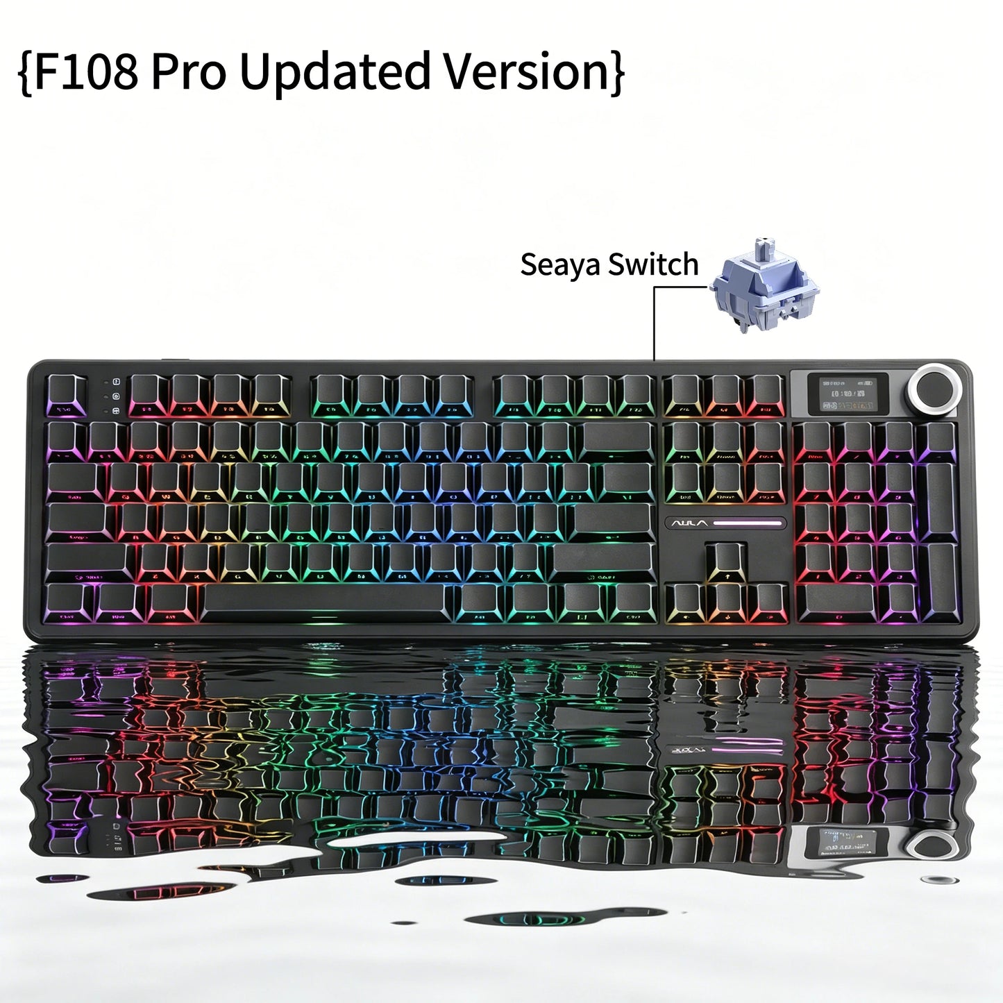 Teclado mecánico AULA F108 PRO personalizado con distribución 100%, retroiluminación RGB, Bluetooth inalámbrico, interruptores HiFi para gaming