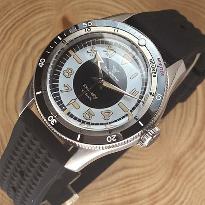 Tandorio Waterproof Watch Men Dome Sapphire Crystal Roman Numbers 120 Clicks Bezel NH35A/Miyota 8215 Movt Silicone Grey Dial