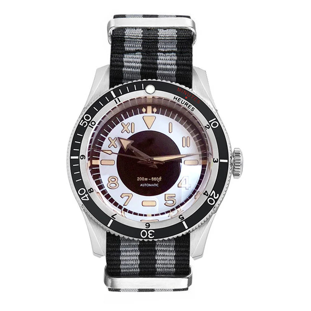 Tandorio Waterproof Watch Men Dome Sapphire Crystal Roman Numbers 120 Clicks Bezel NH35A/Miyota 8215 Movt Silicone Grey Dial