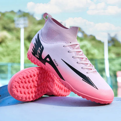 Nouvelles chaussures de football pour hommes, chaussures de soccer de haute qualité pour l'extérieur, chaussures de sport ultralégères pour l'intérieur, chaussures de sport antidérapantes à cheville haute, chaussures d
