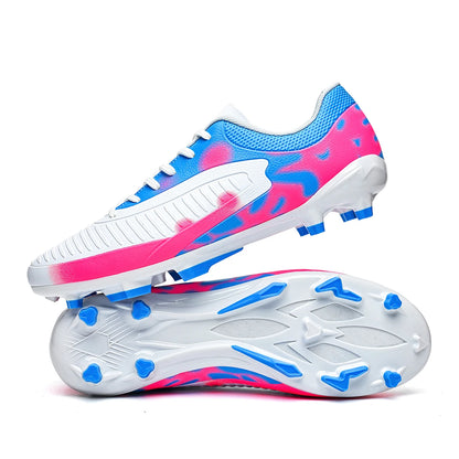 Chaussures de football classiques AG/FG, crampons longs résistants à l'usure en TPU, tige en tissu mélangé PU, antidérapantes et confortables pour le football en plein air pour enfants