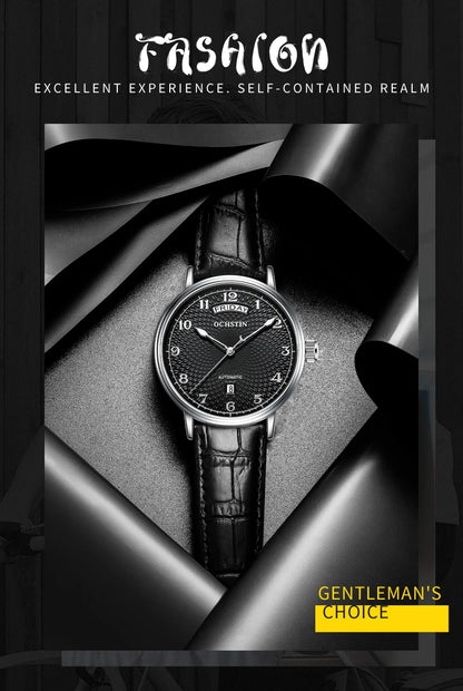 OCHSTIN Day Date Gents Watches 2025 Gift for Men Automatic Mechanical Business Wristwatches 40mm Analog Male Clock Leather Strap