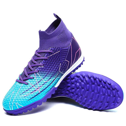 Nouvelles chaussures de Football professionnelles haut en cuir d'herbe artificielle jeunes étudiants chaussures de Football d'entraînement pour hommes et femmes sport