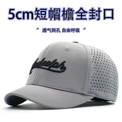 Brand Oohmy 5cm Short Brim Baseball Caps Big Head and Small Head for Men Women Mesh Back Trucker Hat Short BillQuick Dry