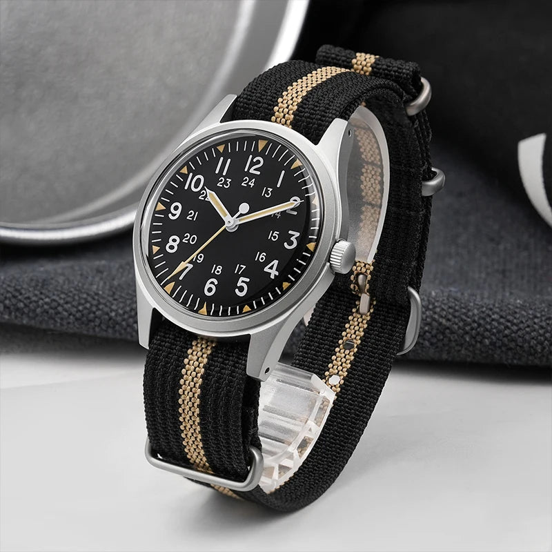 Militado ML07 Military Watch VH31 Quartz Movement Sapphire Crystal Luminous AR Coating Vintage Watches 100m Waterproof