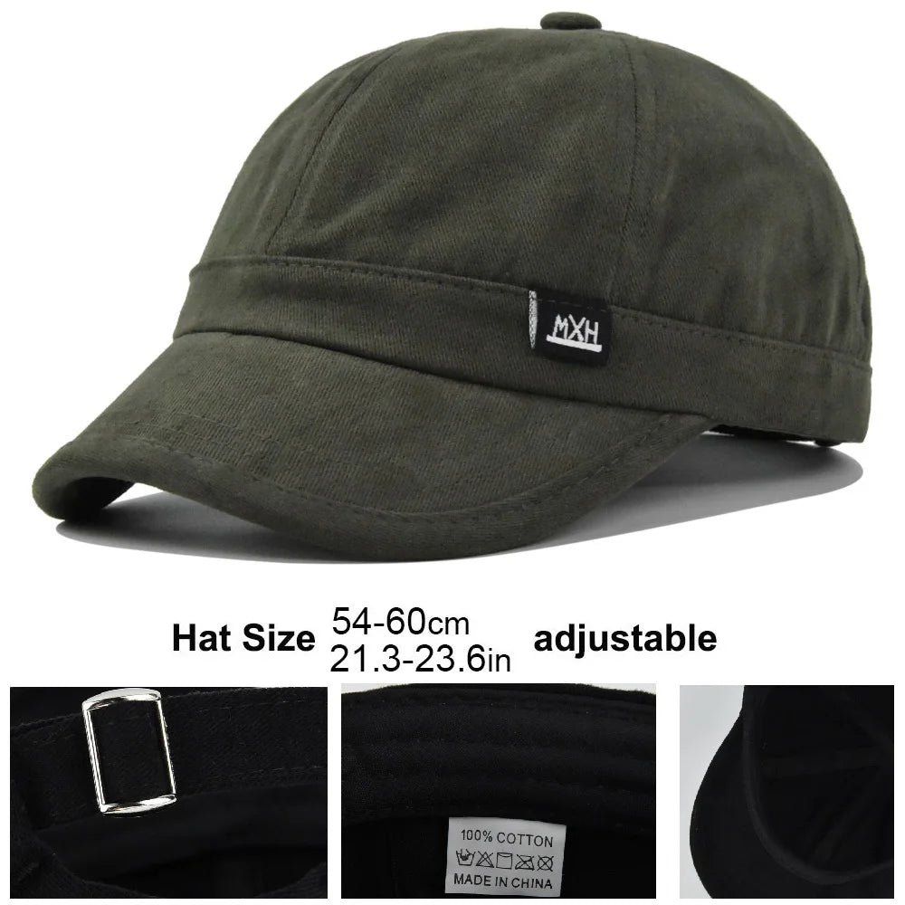 Brand Oohmy 5cm Short Brim Baseball Caps Big Head and Small Head for Men Women Mesh Back Trucker Hat Short BillQuick Dry