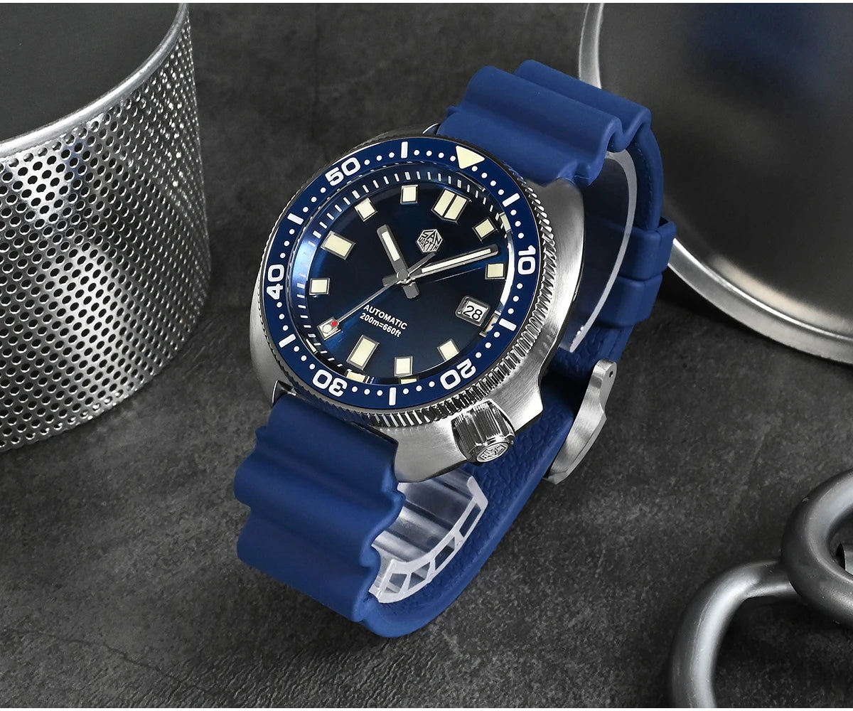 San Martin Turtle Men Diver Watch 44mm NH35 Automatic Mechanical Wristwatch Sapphire Waterproof 200m Luminous Relojes SN0047