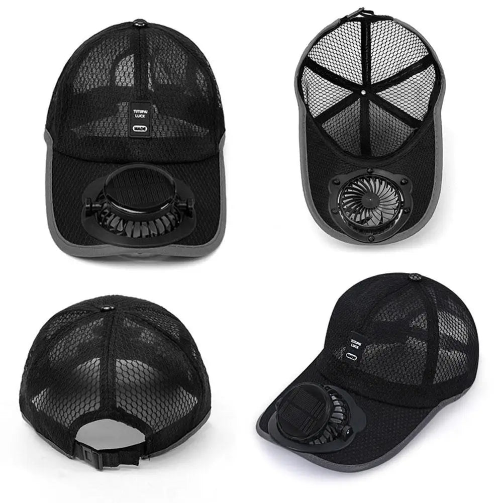 Breathable Sunhat with Solar Fan Sun Block Baseball Hat with Solar Fan USB Charging Fan Outdoor Sunhats Sunscreen Sunshade Hats