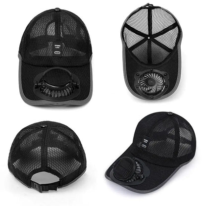 Breathable Sunhat with Solar Fan Sun Block Baseball Hat with Solar Fan USB Charging Fan Outdoor Sunhats Sunscreen Sunshade Hats