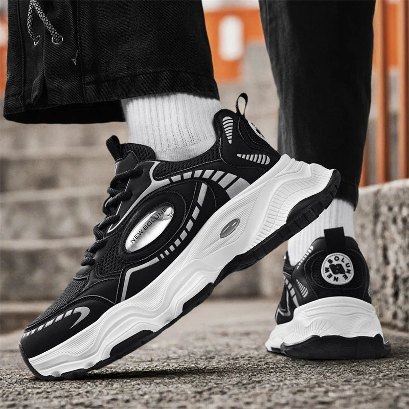 Herren-Sportschuhe – Neu, aus Mesh, atmungsaktiv, mit dicker Sohle, höhenverstellend, strapazierfähig, für den täglichen Weg zur Arbeit, vielseitig einsetzbare Freizeit-Sneaker