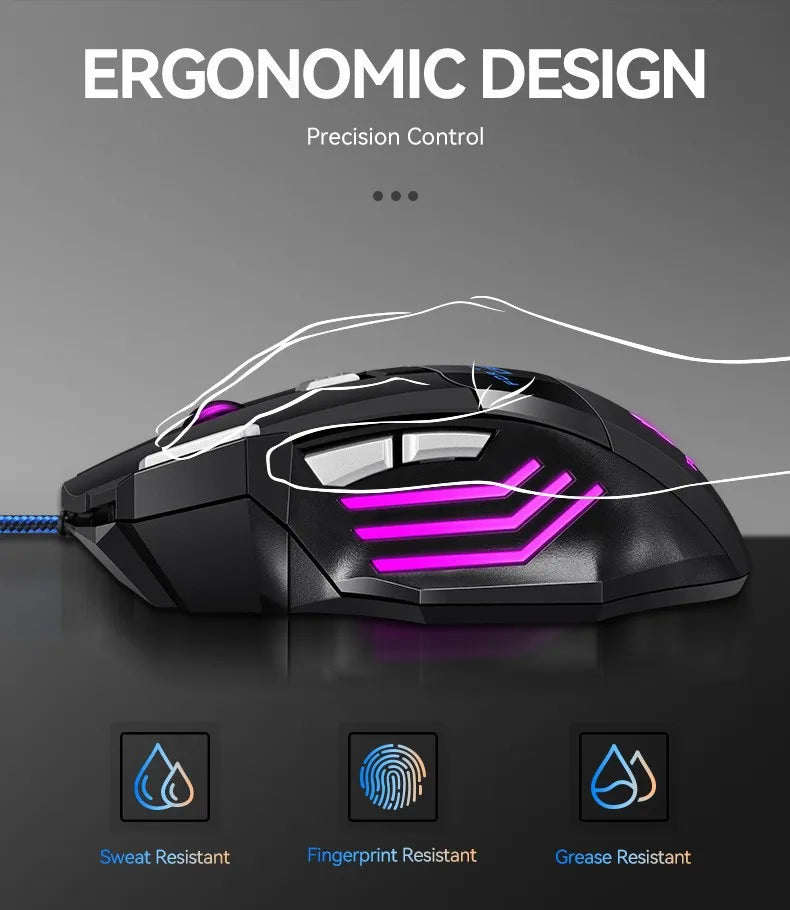 G6 USB -langallinen pelihiiri, 7 painiketta, vieritysrulla, säädettävä 5500DPI optinen ergonominen e-urheiluun tarkoitettu hiiri kannettavalle tietokoneelle, PC:lle ja Xiaomille