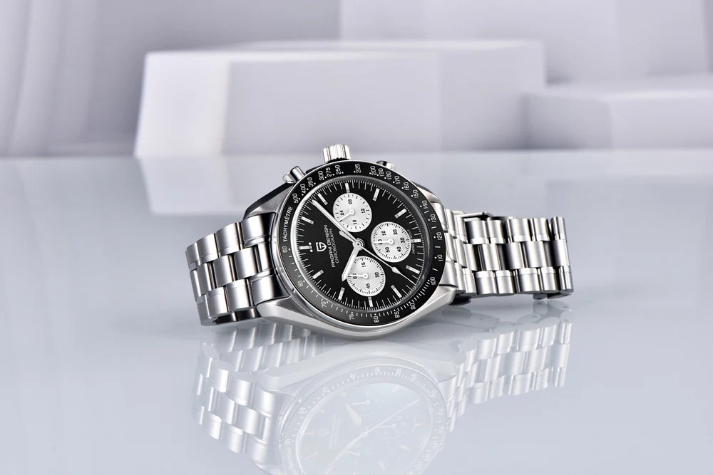 Relógio PAGANI DESIGN Moon – Cronógrafo de quartzo de luxo para homem, estilo desportivo, vidro de safira com tratamento antirreflexo, mostrador luminescente