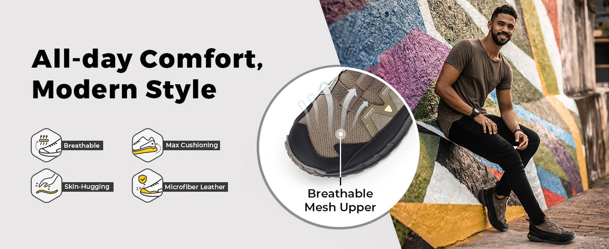 Sneakers larghe Fittington da uomo, scarpe da trekking slip-on, scarpe da corsa da uomo morbide e comode, scarpe da passeggio antiscivolo con supporto per l'arco plantare