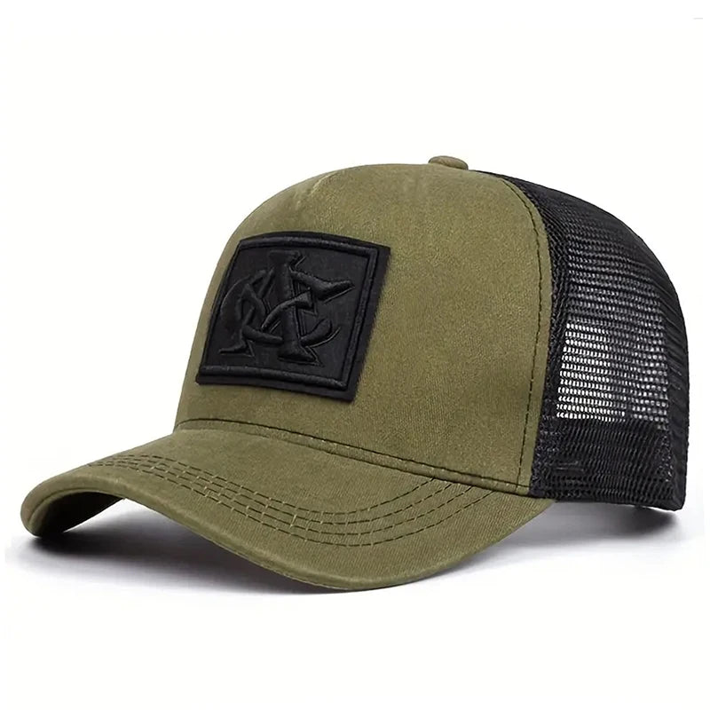 Eenvoudige, modieuze, ademende mesh-pet met 'CA'-borduursel, hiphop-pet, pet voor dagelijks gebruik en vrije tijd, decoratieve pet, unisex baseballpet