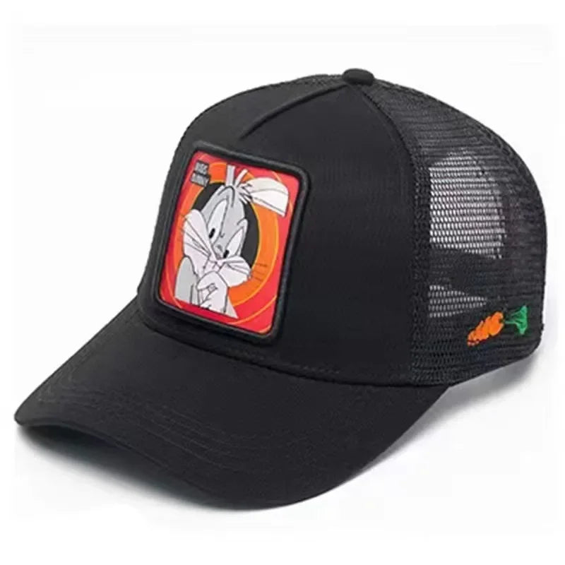 Cartoon Anime Trucker Cap Mesh Back Baseball Hat Adjustable Rabbit Mouse Cat Bird Embroidered Hip Hop Outdoor Sun Hat Boy Gifts