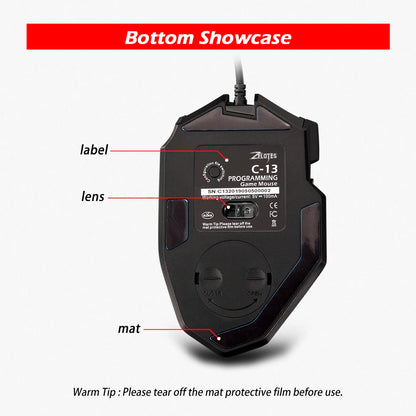 ZELOTES C13 Wired Gaming Mouse 10000 DPI RGB Programmable Gaming Mouse with 13 Buttons for PC & Laptop