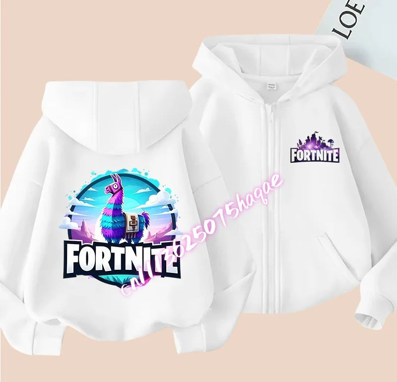 Ny Fortnite-hættetrøje til børn med lynlås, tegneserie- og anime-inspirerede hættetrøjer, afslappet og åndbar jakke til drenge, børnetøj til foråret 2026