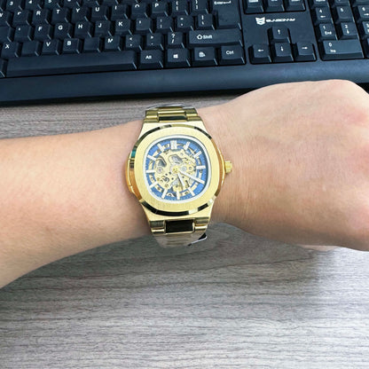 Hollow Out Men's Mechanical Wrist Watches Skeleton Design Luxury Full Automatic Man Watch relogio