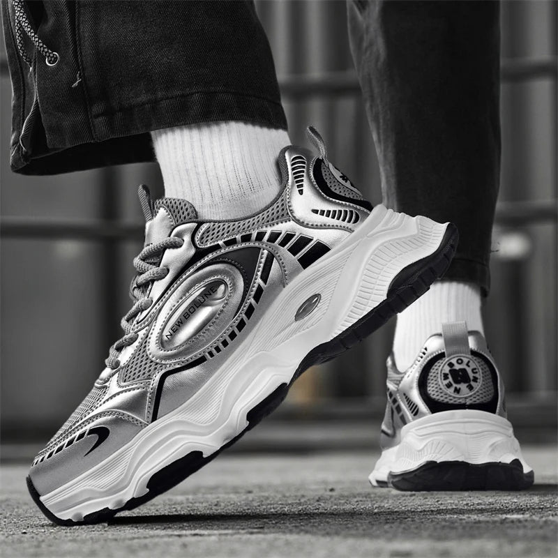 Herren-Sportschuhe – Neu, aus Mesh, atmungsaktiv, mit dicker Sohle, höhenverstellend, strapazierfähig, für den täglichen Weg zur Arbeit, vielseitig einsetzbare Freizeit-Sneaker