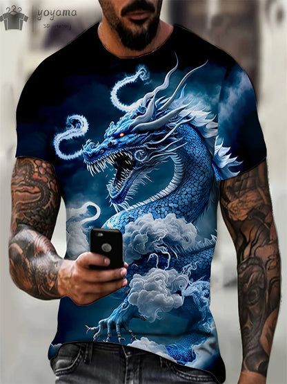Kleding met drakenprint voor heren, grappige zomerkleding voor heren, T-shirts voor heren met korte mouwen, T-shirts met drakenafbeelding, gepersonaliseerde T-shirts