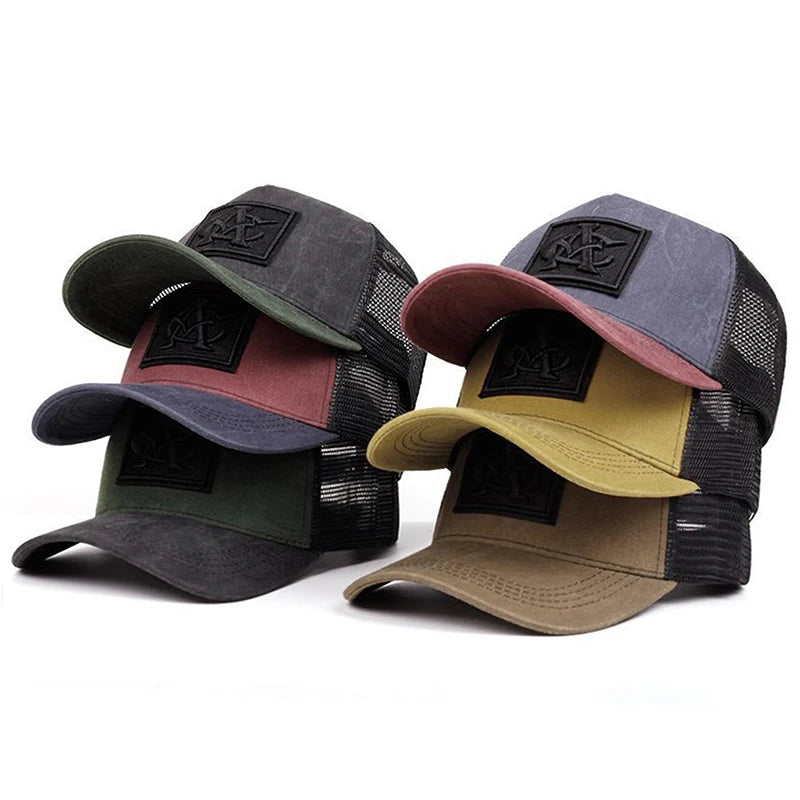 Eenvoudige, modieuze, ademende mesh-pet met 'CA'-borduursel, hiphop-pet, pet voor dagelijks gebruik en vrije tijd, decoratieve pet, unisex baseballpet