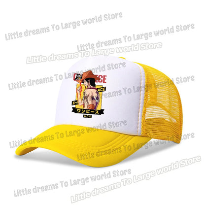 One Piece Baseball Cap Kids Anime Printed Adjustable Mesh Hat Visors Peaked Caps Sunshade Hats Outdoor Headwear Accessories Gift