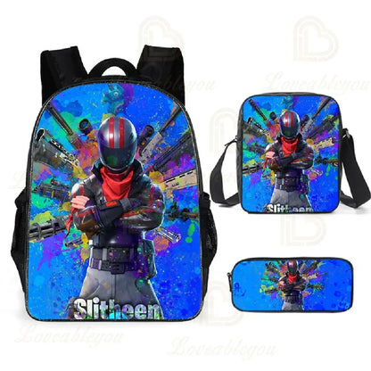 F-FORTNITE Battle Games Backpack for Children School Bag Boys Girls Primary Crossbody Pencil Case Kids Toddler Backpack