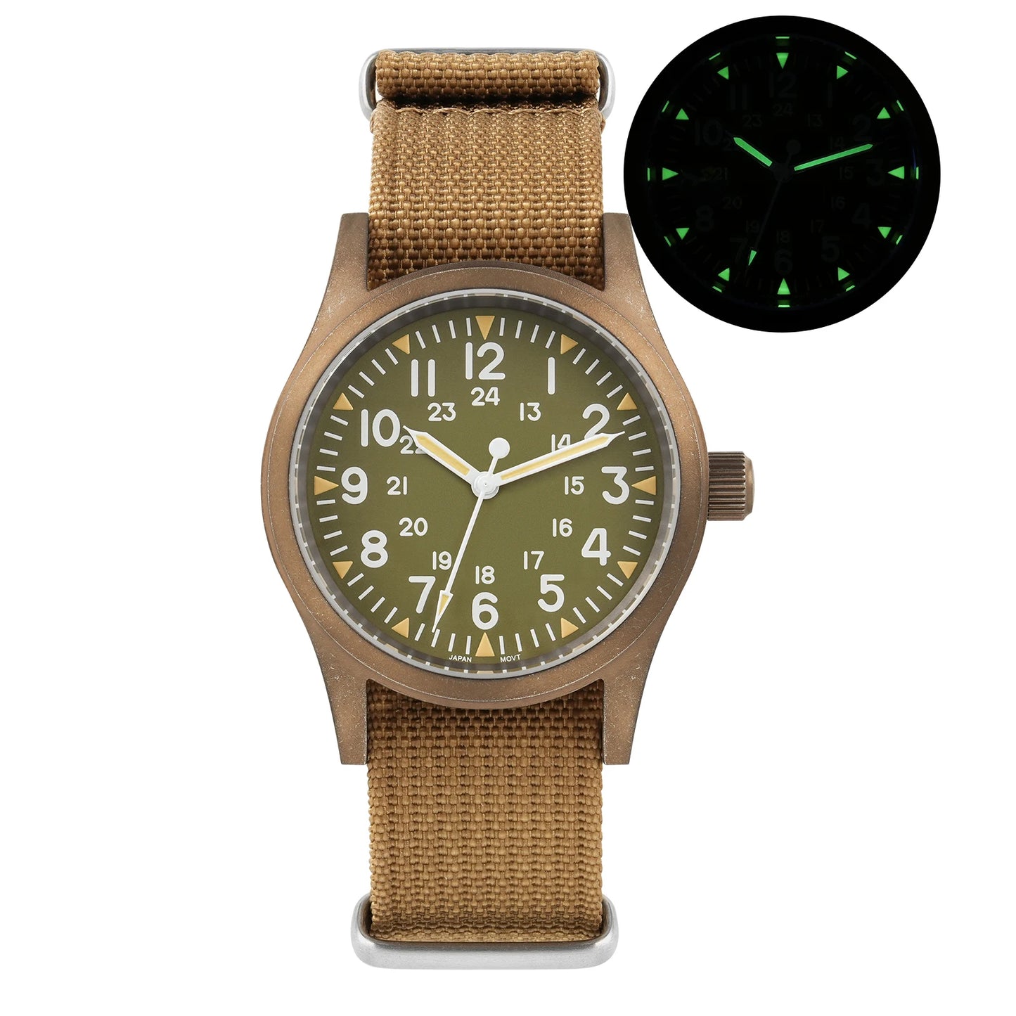 Militado ML05 Vintage Watch VH31 Sweep Second Movement Domed Sapphire Crystal With High Clear AR Coating Luminous 38mm Watches