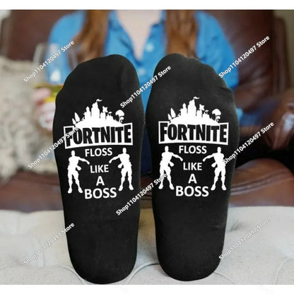 Meias Desportivas FORTNITE de Verão Pretas e Brancas, Respiráveis, Baixas e Invisíveis, em Algodão Macio para Desporto e Uso Casual