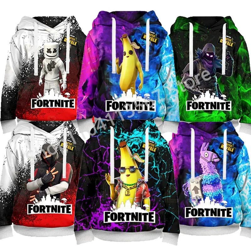 Llama Battle Royale F-Fortnited Hoodies 3D Printed Men Women Children Sweatshirts Boy Girl Kids Streetwear Pullover Green Tops