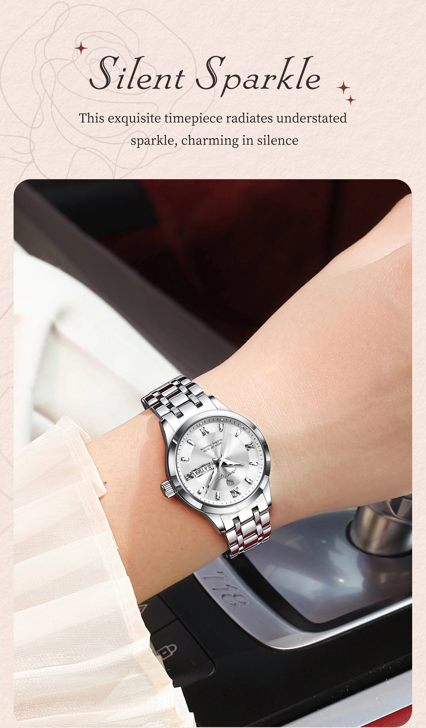 POEDAGAR Luxury Elegant Woman's Watches Luminous Waterproof Stainless Steel Ladies Wristwatch Quartz Week Date Women Watch Reloj