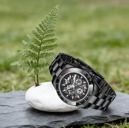 PAGANI DESIGN Personalized Men Automatic Mechanical Watch Colorful Gemstone Bezel Small Three-Pin Tachymeter Design Chronograph