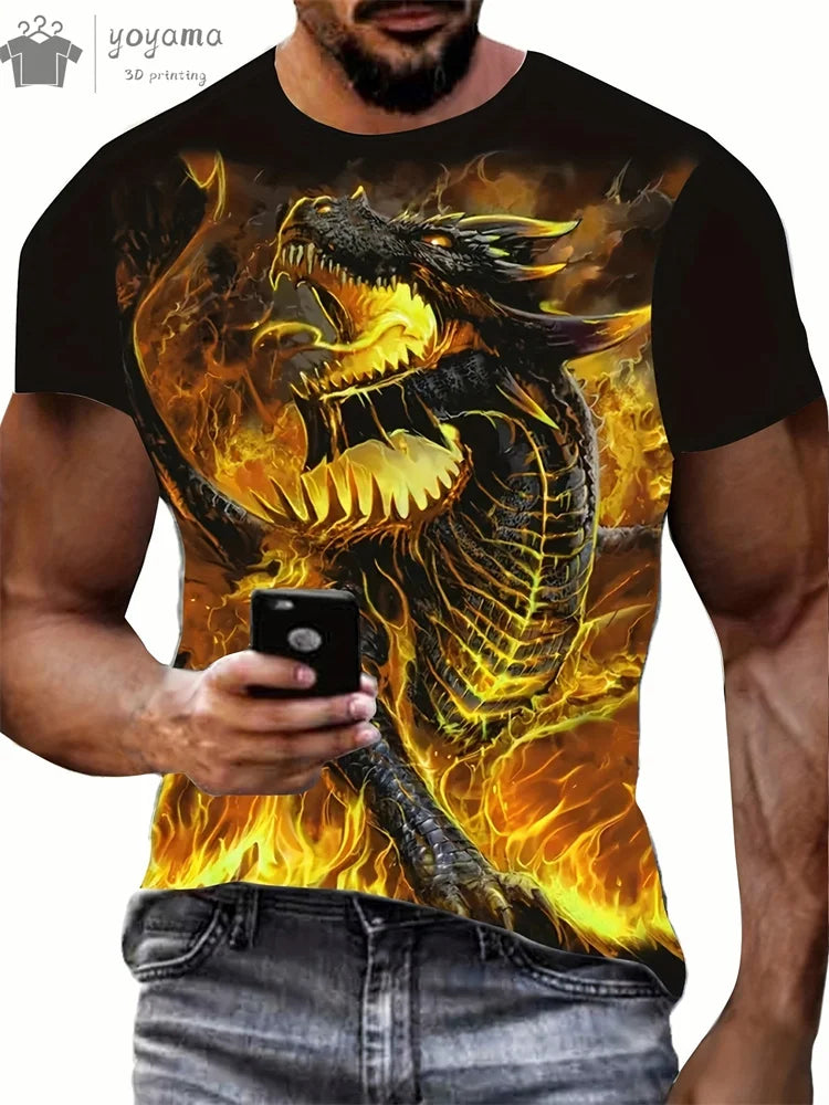 Kleding met drakenprint voor heren, grappige zomerkleding voor heren, T-shirts voor heren met korte mouwen, T-shirts met drakenafbeelding, gepersonaliseerde T-shirts