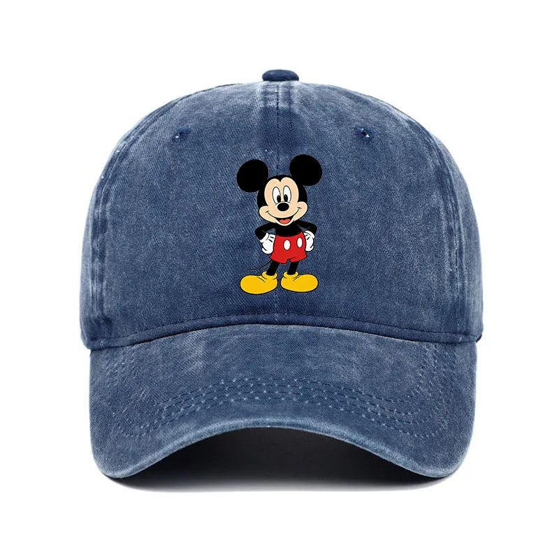 Retro Washed Mickey Mouse Print Baseball Cap Men Women Vintage Kpop Snapback Cap Adjustable Breathable Trucker Hat Sunscreen Hat