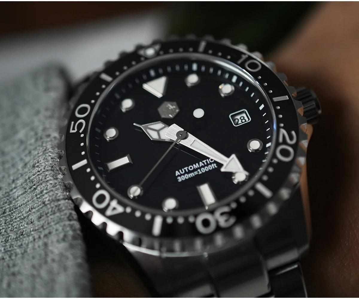 San Martin New 40mm Diver Watch YN55 Enamel Dial Classic Luxury Men Automatic Mechanical Watches Sapphire Waterproof 300m SN0009