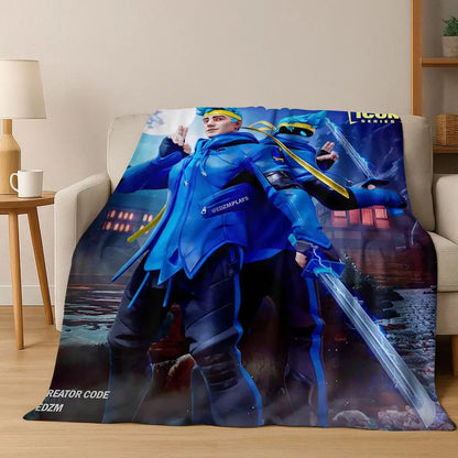 Manta 3D F-Fortnite Game Cartoon em flanela, macia e quente, para cama, quarto, sala de estar, viagens, campismo e presente para crianças