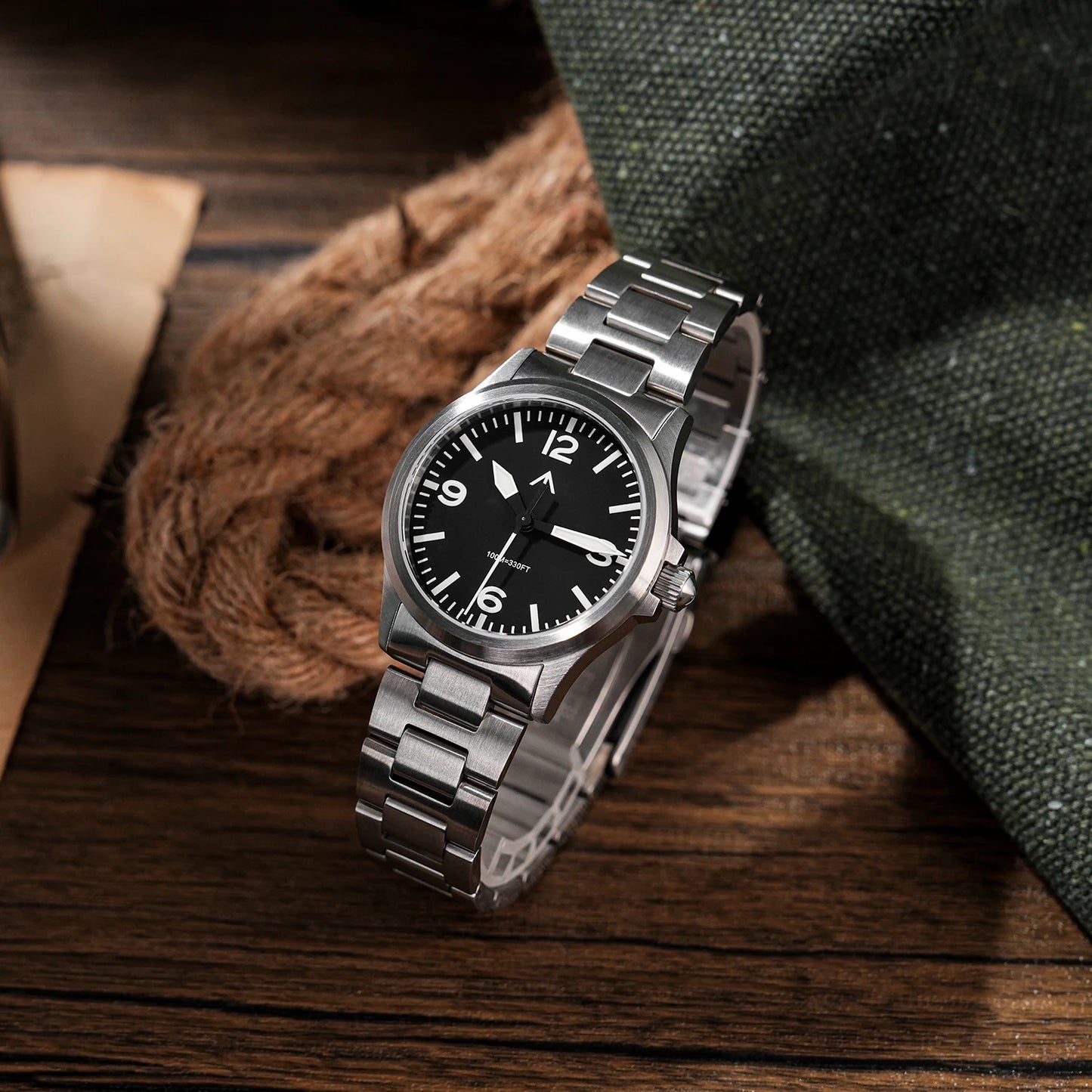 MILITADO ML18 36mm  Watch VH31 Sweep second Quartz Movement 316L Steel Sapphire BGW9 Lume 100M Waterproof Men's Wristwatch