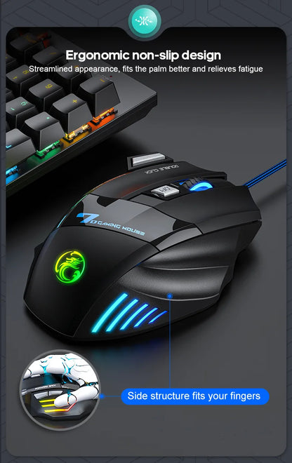 Ergonomic Wired Gaming Mouse 7 Buttons LED 3200 DPI USB Computer Gamer Mouse iMICE X7 Gaming Mouse and mouse pads For PC Laptop