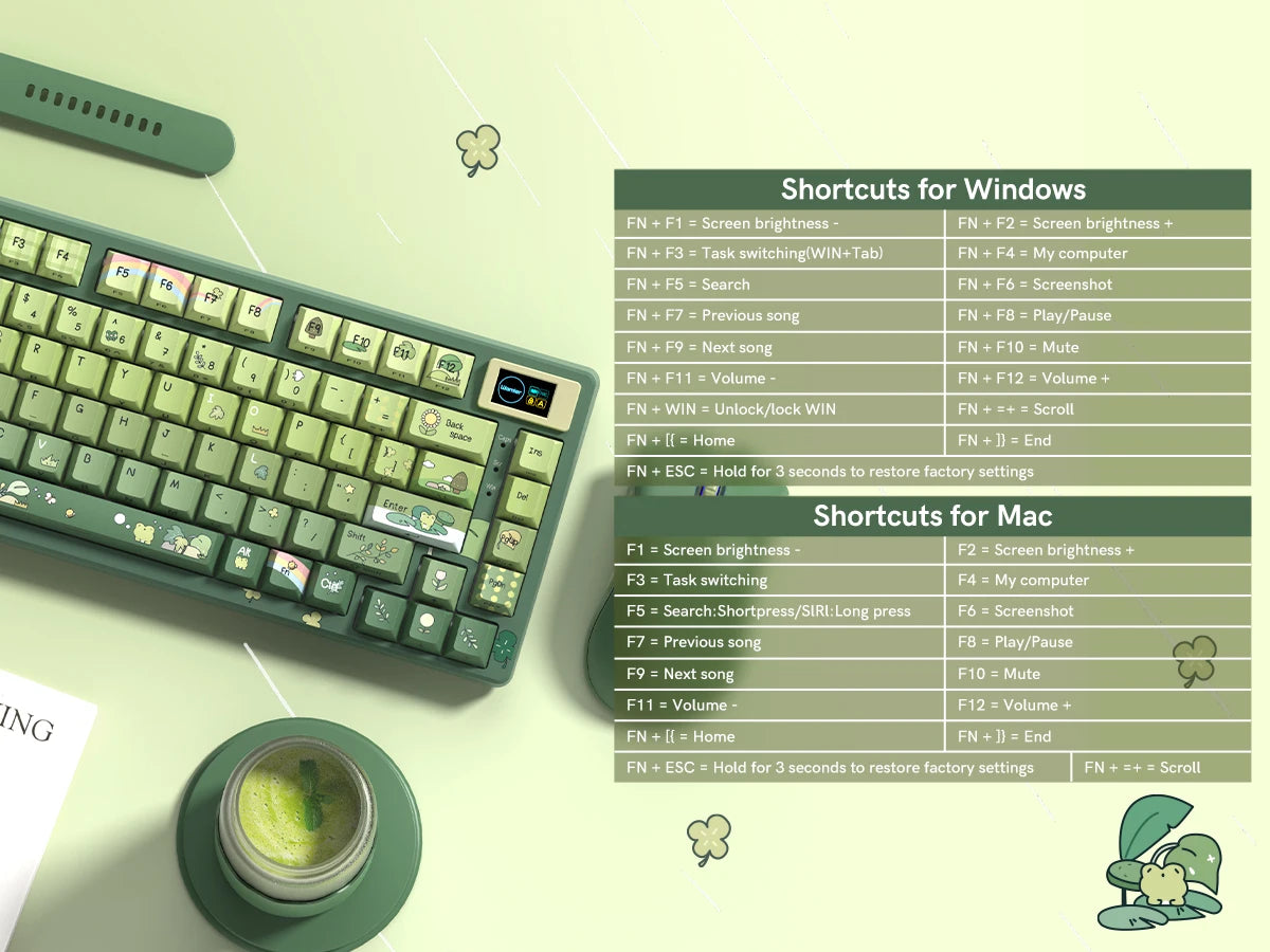 Womier SK80 Green Keyboard Gasket Mounted RGB Hot Swap with Color OLED Display 75% Mechanical Gaming Keyboard for PC