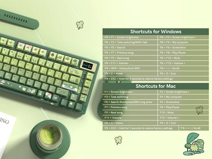 Womier SK80 Green Keyboard Gasket Mounted RGB Hot Swap with Color OLED Display 75% Mechanical Gaming Keyboard for PC