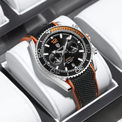 QINGXIYA Brand Luxury Multifunctional Quartz Watch Men Silicone Strap Waterproof Luminous Chronograph Watches Mens Sports Watch