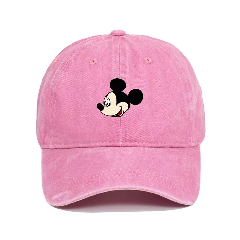 Retro Washed Mickey Mouse Print Baseball Cap Men Women Vintage Kpop Snapback Cap Adjustable Breathable Trucker Hat Sunscreen Hat