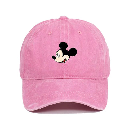 Retro Washed Mickey Mouse Print Baseball Cap Men Women Vintage Kpop Snapback Cap Adjustable Breathable Trucker Hat Sunscreen Hat