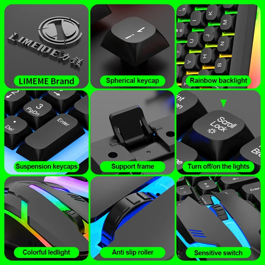 Combo de teclado y ratón gaming NG GTX350 para ordenador y portátil, kit gamer con retroiluminación LED, teclado USB con cable GTX350, set negro