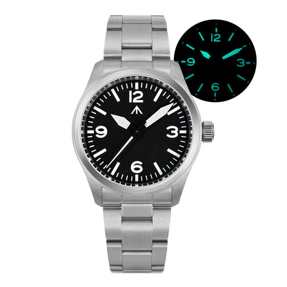 Militado ML08 Vintage Black Watch VH31 Sweep Quartz Wristwatch Ar Sapphire Crystal Luminous C3 BGW9 100 Waterproof Watches Man