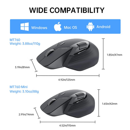 Rapoo MT760/MT760L/MT760Mini/MT760M Rechargeable Multi-mode Bluetooth Wireless Mouse Ergonomic 4000 DPI Support Up to 4 Devices