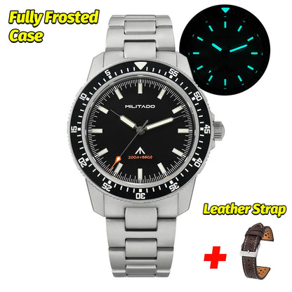 MILITADO  ML25 Quartz Dive Watch VH31 Sweep Second Sapphire Crystal 200M Waterproof BGW9 Lume Ceramic Bezel Men Watch