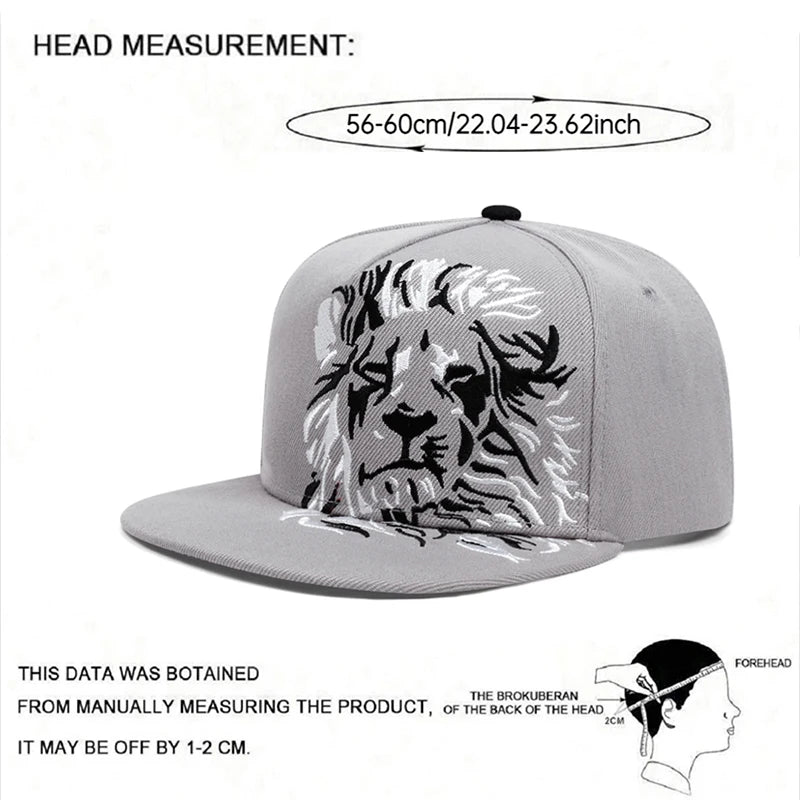 „Lion Eagle“ siuvinėta mados vyriška gatvės stiliaus hiphopo kepurė, beisbolo kepurė, moteriška laisvalaikio ir sporto kepurė nuo saulės, plokščia krašto kepurė