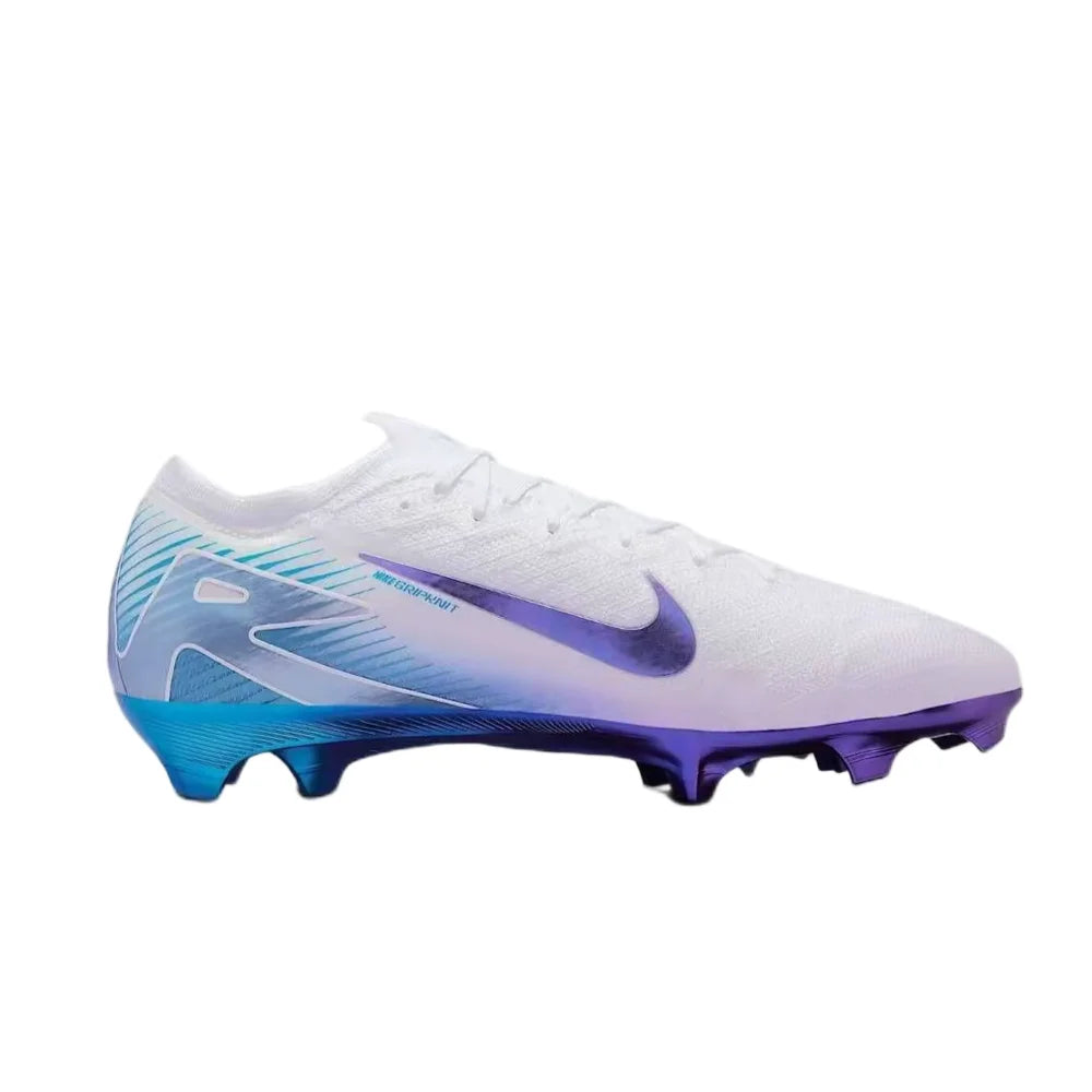 Botas de fútbol Nike Mercurial Vapor 16 Elite LV8 para hombre, FG: suaves, cómodas, para césped natural, blanco/azul HV4887-100