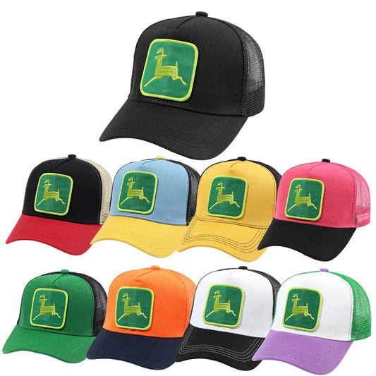 Elk Embroidery Duckbill Cap for Women, Sun Protection Wide Brim Baseball Cap, Adjustable Mesh Cap, Export Ready Stock Hat